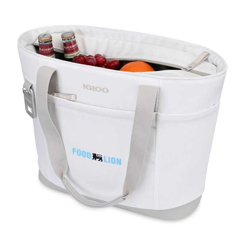 Custom Igloo Day Chiller Recycled Poly Tote 20 Can Soft Cooler - Cloud White with Company Logo - Personalized Bulk Corporate Gift - 3