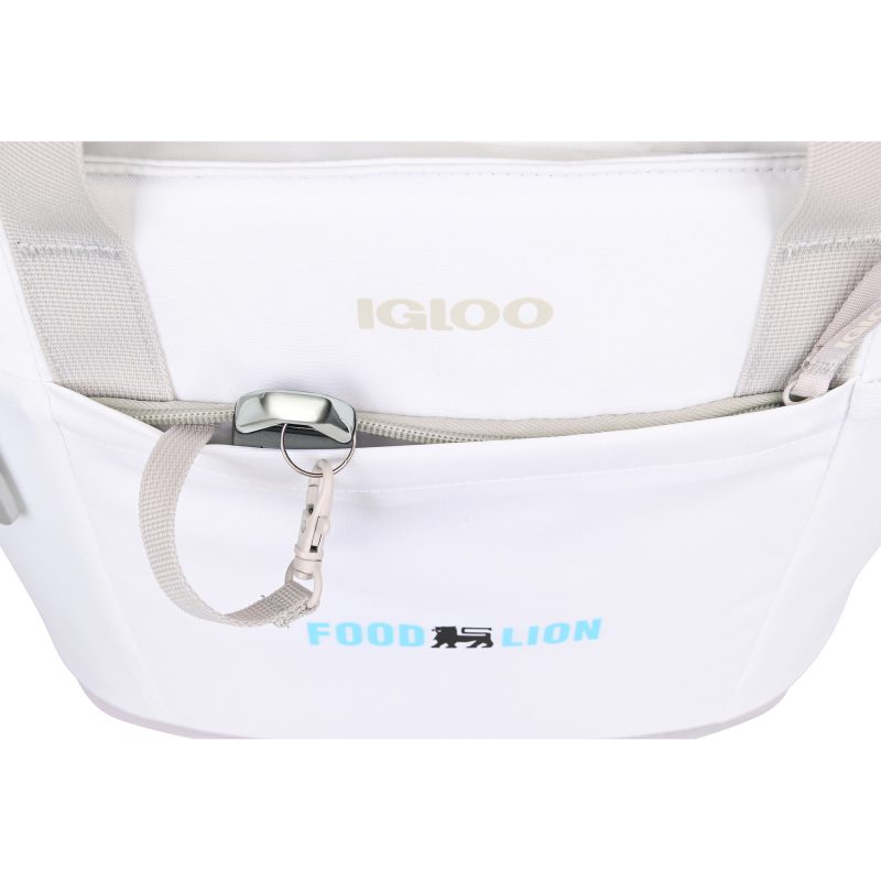 Custom Igloo Day Chiller Recycled Poly Tote 20 Can Soft Cooler - Cloud White with Company Logo - Personalized Bulk Corporate Gift - 5