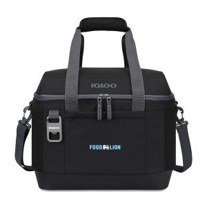 Custom Igloo Day Chiller Recycled Poly XL Box 38 Can Soft Cooler - Black with Company Logo - Personalized Bulk Corporate Gift