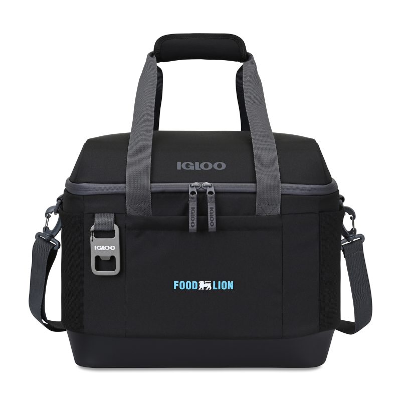 Custom Igloo Day Chiller Recycled Poly XL Box 38 Can Soft Cooler - Black with Company Logo - Personalized Bulk Corporate Gift