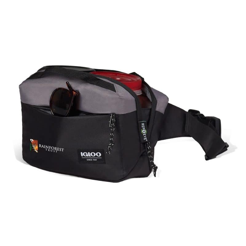 Custom Igloo Fundamentals Hip Pack Cooler - Black-Dark Grey with Company Logo - Personalized Bulk Corporate Gift - 7