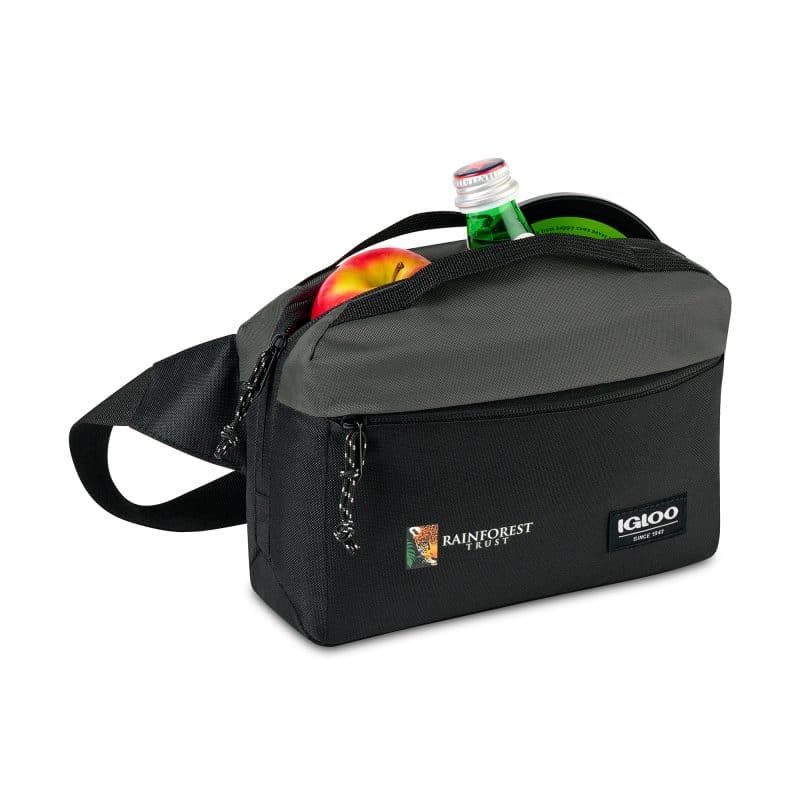 Custom Igloo Fundamentals Hip Pack Cooler - Black-Dark Grey with Company Logo - Personalized Bulk Corporate Gift - 8
