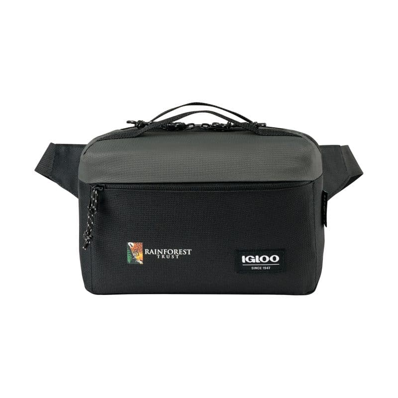 Custom Igloo Fundamentals Hip Pack Cooler - Black-Dark Grey with Company Logo - Personalized Bulk Corporate Gift