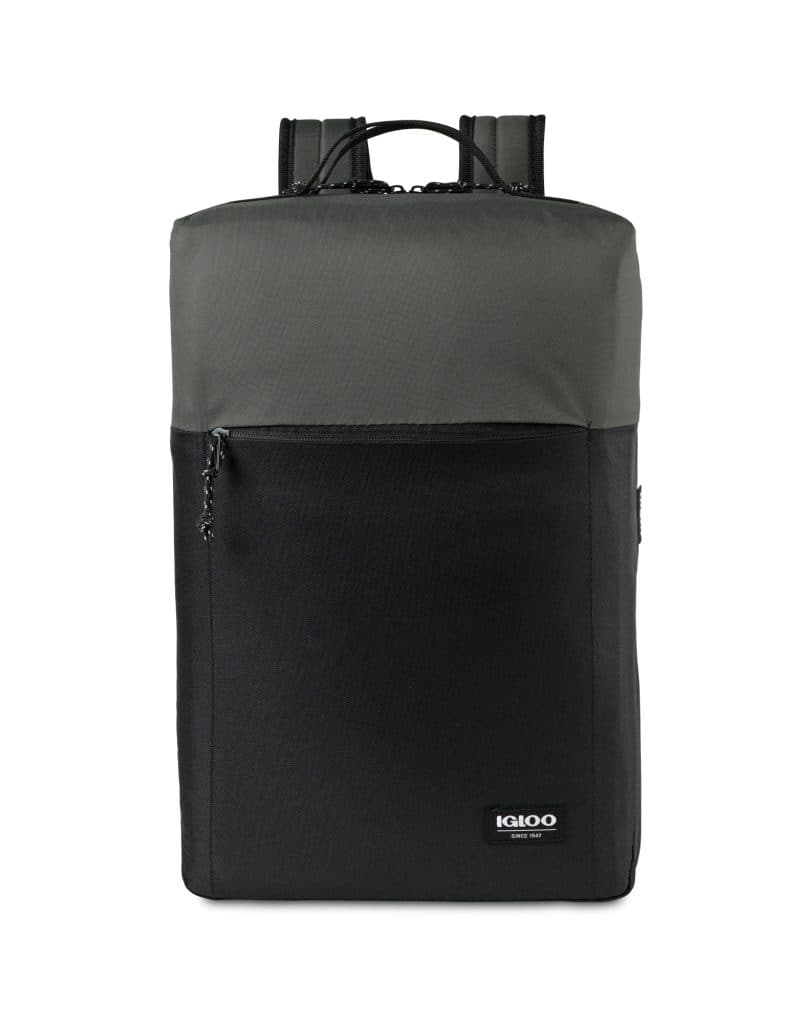 Custom Igloo Fundamentals Lotus Backpack Cooler - Black-Dark Grey with Company Logo - Personalized Bulk Corporate Gift - 1