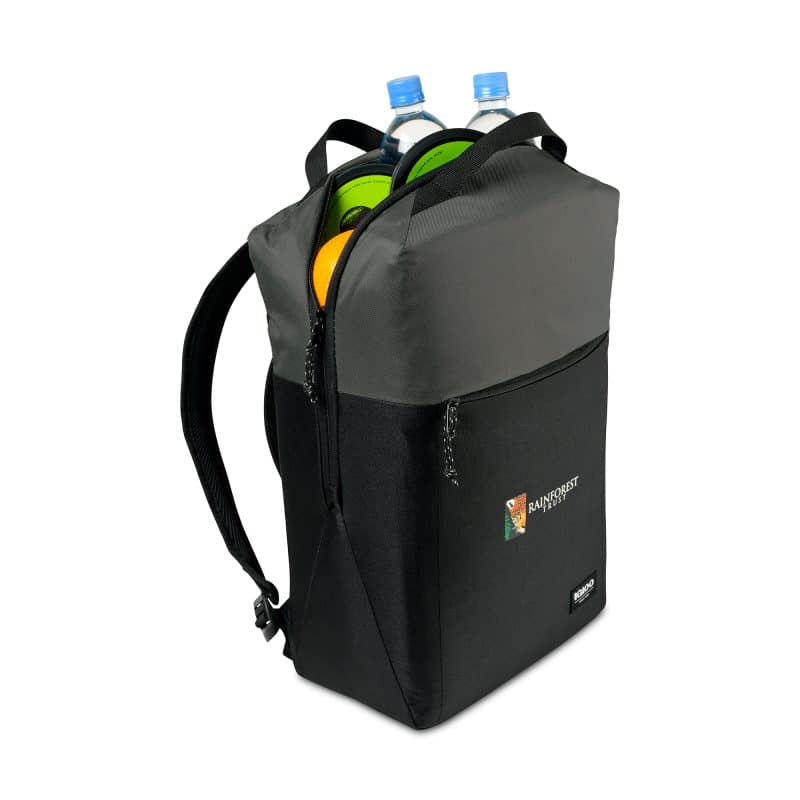 Custom Igloo Fundamentals Lotus Backpack Cooler - Black-Dark Grey with Company Logo - Personalized Bulk Corporate Gift - 2