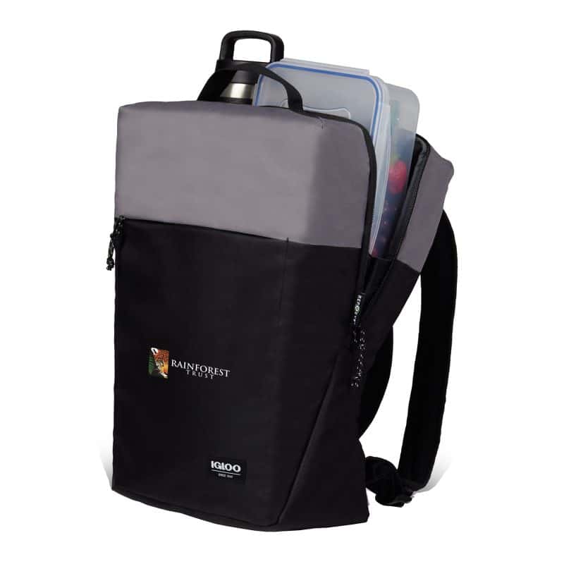 Custom Igloo Fundamentals Lotus Backpack Cooler - Black-Dark Grey with Company Logo - Personalized Bulk Corporate Gift - 3
