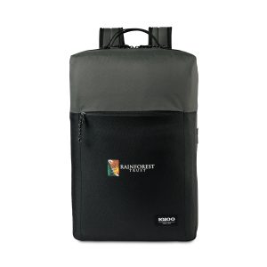 Custom Igloo Fundamentals Lotus Backpack Cooler - Black-Dark Grey with Company Logo - Personalized Bulk Corporate Gift