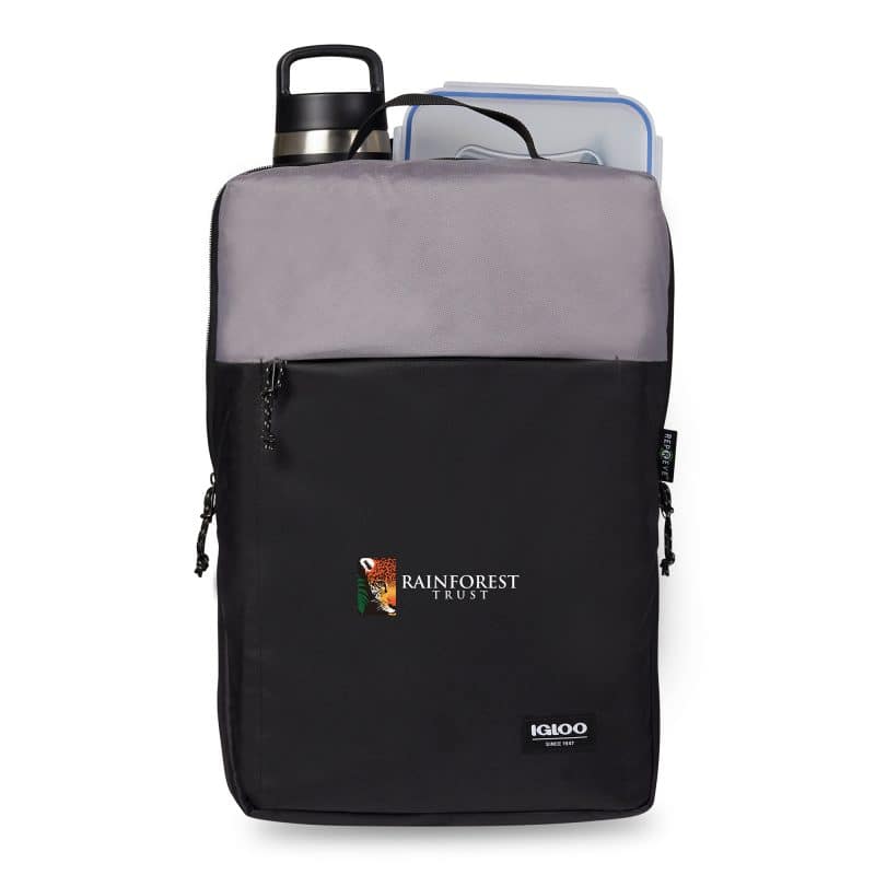 Custom Igloo Fundamentals Lotus Backpack Cooler - Black-Dark Grey with Company Logo - Personalized Bulk Corporate Gift - 4