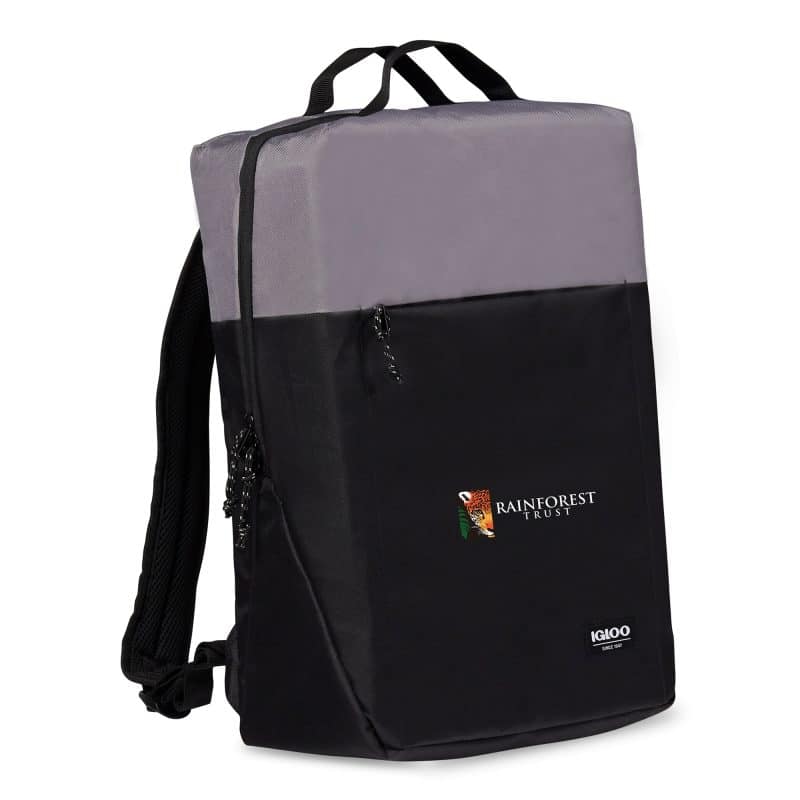 Custom Igloo Fundamentals Lotus Backpack Cooler - Black-Dark Grey with Company Logo - Personalized Bulk Corporate Gift - 7