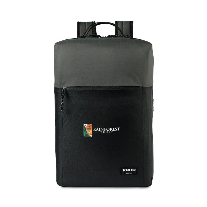 Custom Igloo Fundamentals Lotus Backpack Cooler - Black-Dark Grey with Company Logo - Personalized Bulk Corporate Gift