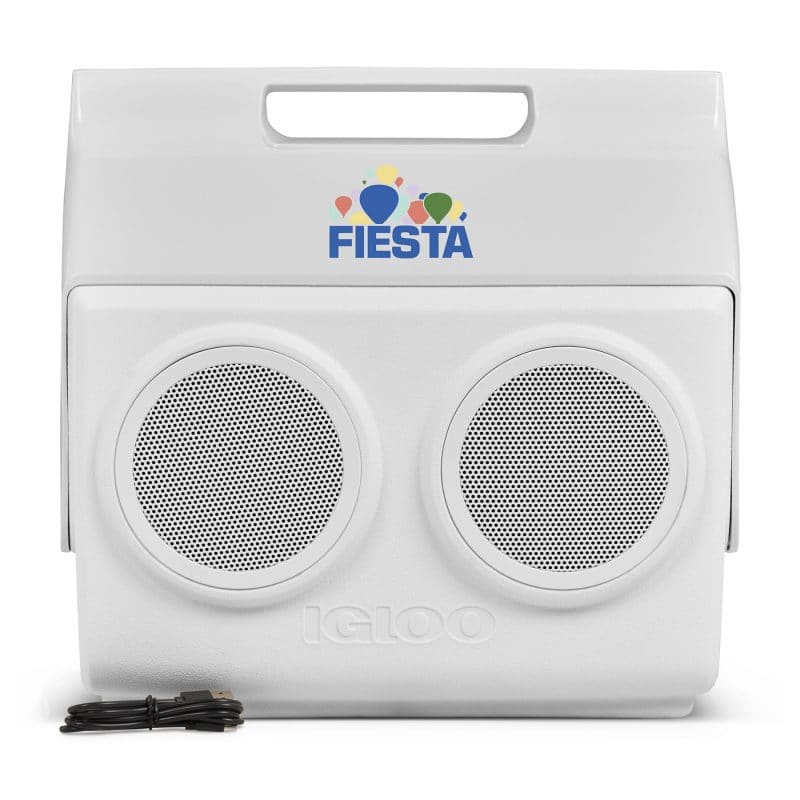 Custom Igloo Kooltunes 14 Qt Cooler - White with Company Logo - Personalized Bulk Corporate Gift - 6