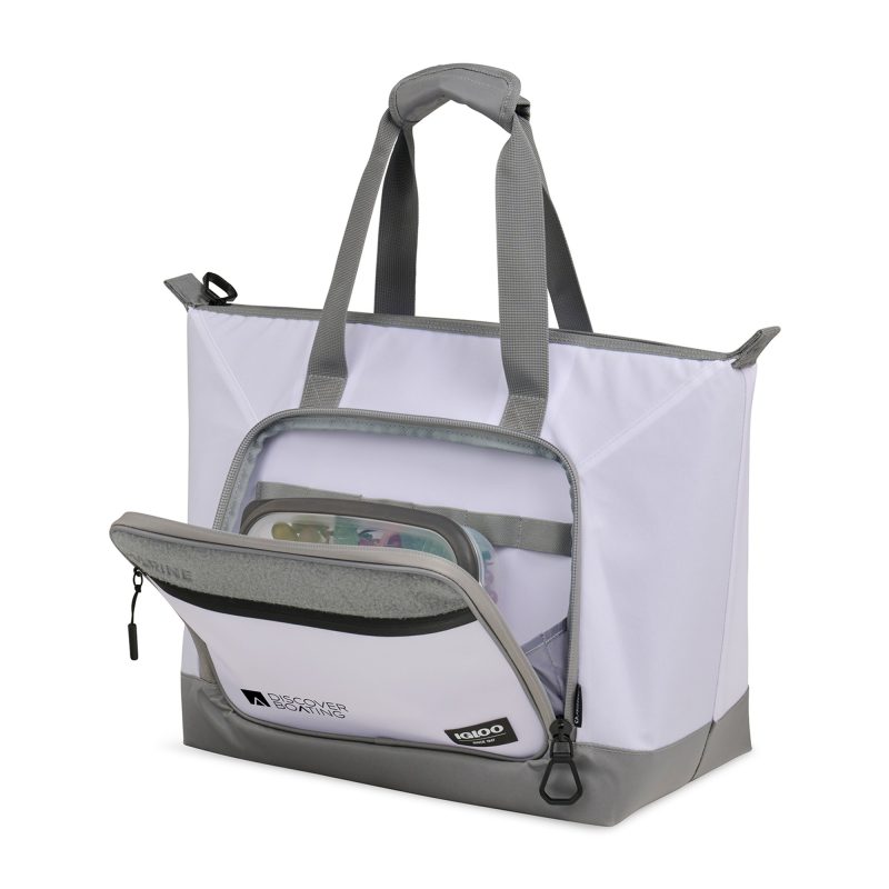 Custom Igloo Marine 30 Can Tote Cooler - White with Company Logo - Personalized Bulk Corporate Gift - 3