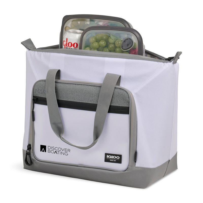 Custom Igloo Marine 30 Can Tote Cooler - White with Company Logo - Personalized Bulk Corporate Gift - 6
