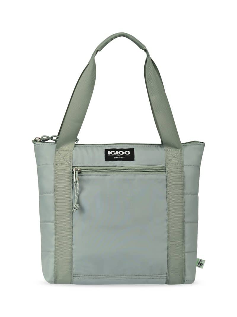 Custom Igloo Packable Puffer 10-Can Cooler Bag - Aqua Gray with Company Logo - Personalized Bulk Corporate Gift - 1