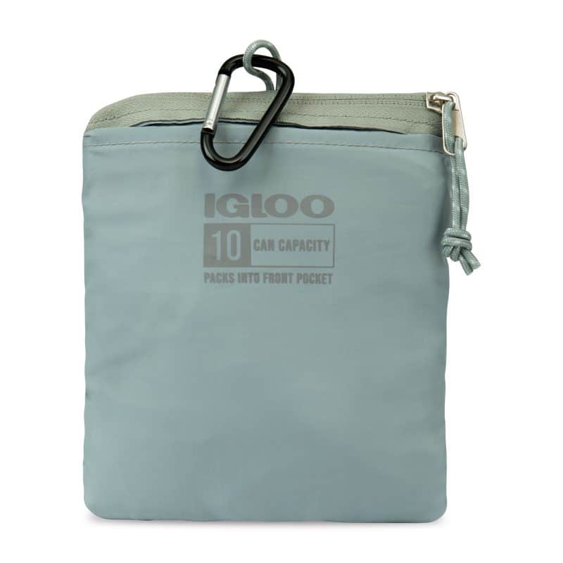 Custom Igloo Packable Puffer 10-Can Cooler Bag - Aqua Gray with Company Logo - Personalized Bulk Corporate Gift - 3