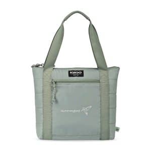 Custom Igloo Packable Puffer 10-Can Cooler Bag - Aqua Gray with Company Logo - Personalized Bulk Corporate Gift