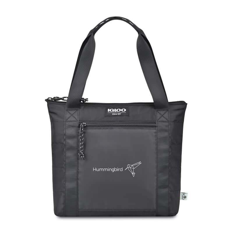 Custom Igloo Packable Puffer 10-Can Cooler Bag - Black with Company Logo - Personalized Bulk Corporate Gift