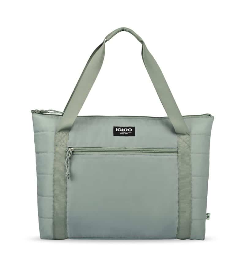 Custom Igloo Packable Puffer 20-Can Cooler Bag - Aqua Gray with Company Logo - Personalized Bulk Corporate Gift - 1