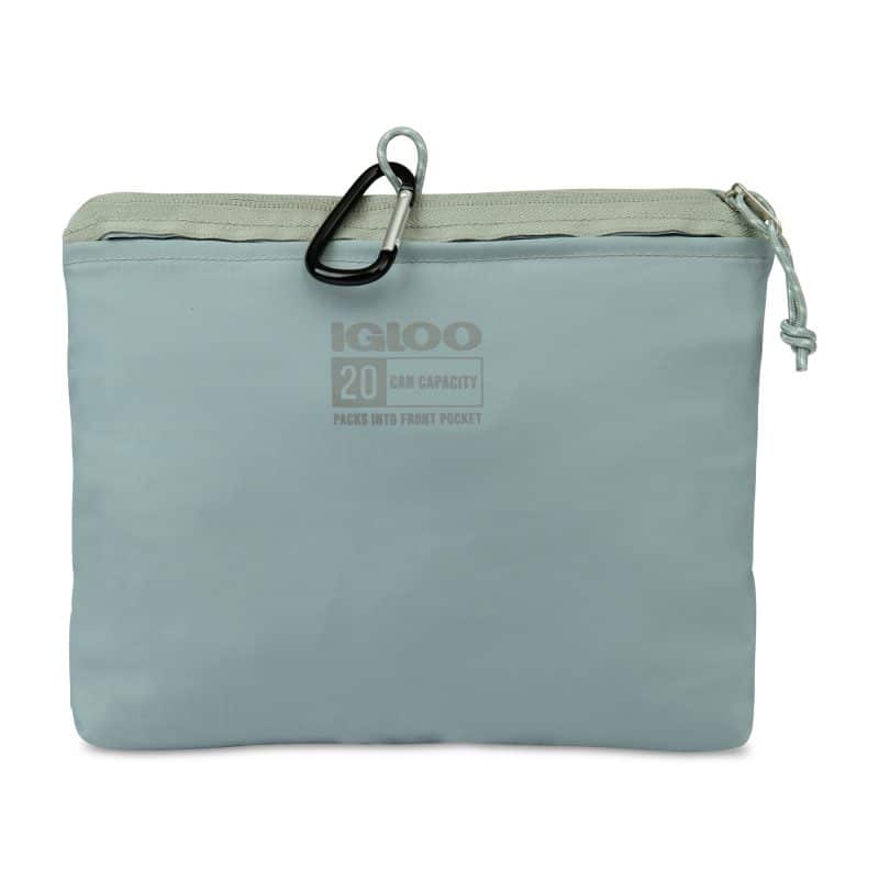 Custom Igloo Packable Puffer 20-Can Cooler Bag - Aqua Gray with Company Logo - Personalized Bulk Corporate Gift - 3