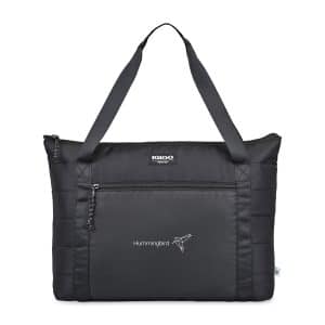 Custom Igloo Packable Puffer 20-Can Cooler Bag - Black with Company Logo - Personalized Bulk Corporate Gift