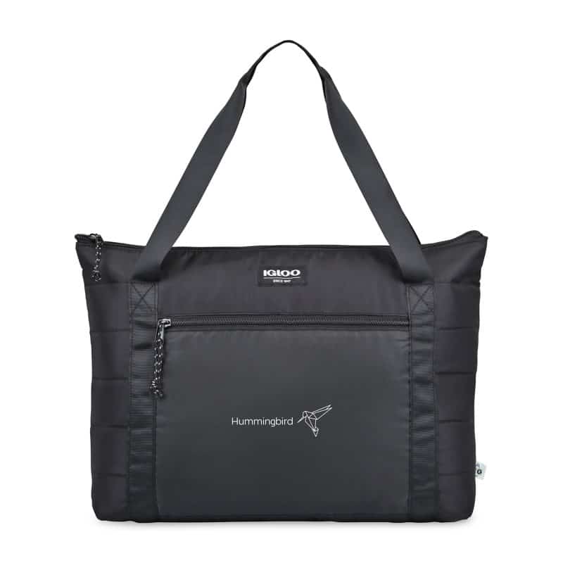 Custom Igloo Packable Puffer 20-Can Cooler Bag - Black with Company Logo - Personalized Bulk Corporate Gift