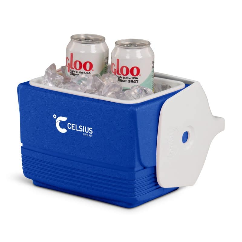 Custom Igloo Playmate Mini 4 Qt Cooler - White-Majestic Blue with Company Logo - Personalized Bulk Corporate Gift - 5