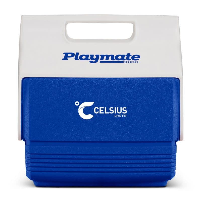 Custom Igloo Playmate Mini 4 Qt Cooler - White-Majestic Blue with Company Logo - Personalized Bulk Corporate Gift