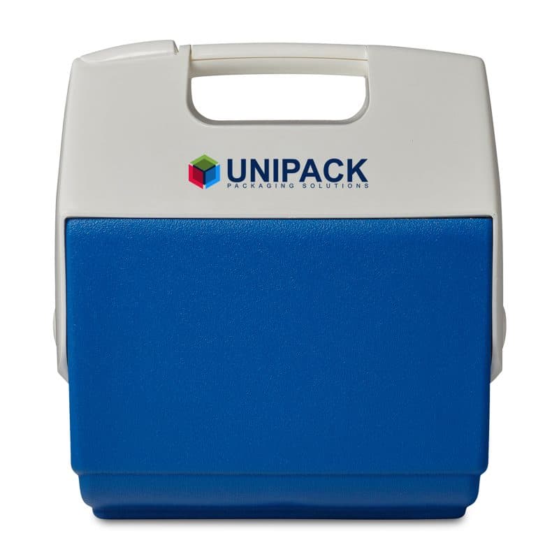 Custom Igloo Playmate Pal 7 Qt Cooler - White-Majestic Blue with Company Logo - Personalized Bulk Corporate Gift