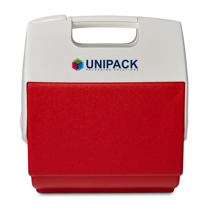 Custom Igloo Playmate Pal 7 Qt Cooler - White-Red Star with Company Logo - Personalized Bulk Corporate Gift