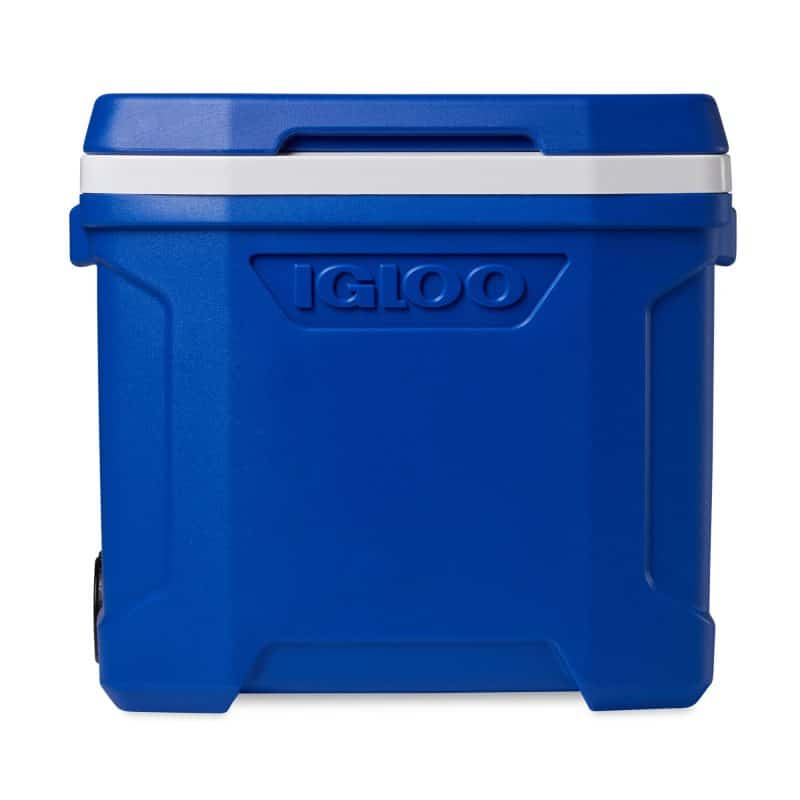 Custom Igloo Profile II 28 Qt Roller Cooler - White-Majestic Blue with Company Logo - Personalized Bulk Corporate Gift - 1