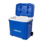 Custom Igloo Profile II 28 Qt Roller Cooler - White-Majestic Blue with Company Logo - Personalized Bulk Corporate Gift - 3
