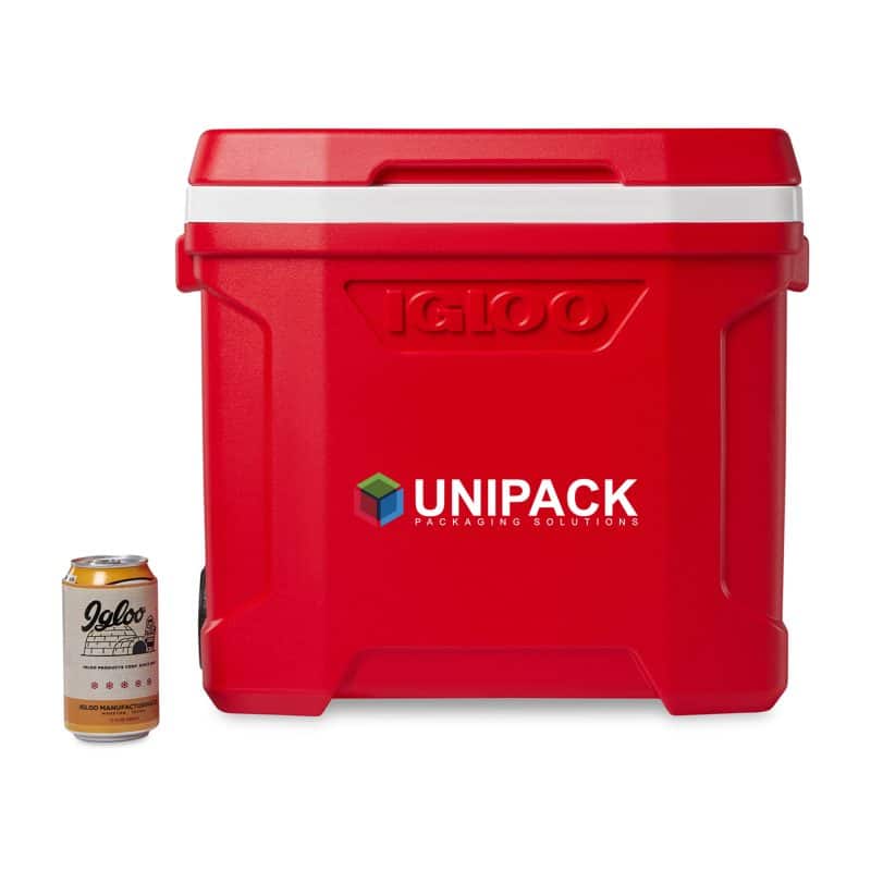 Custom Igloo Profile II 28 Qt Roller Cooler - White-Red Star with Company Logo - Personalized Bulk Corporate Gift - 2