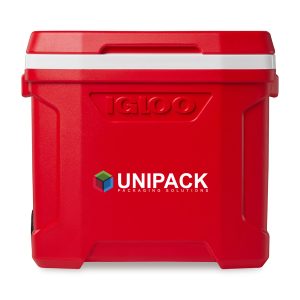 Custom Igloo Profile II 28 Qt Roller Cooler - White-Red Star with Company Logo - Personalized Bulk Corporate Gift