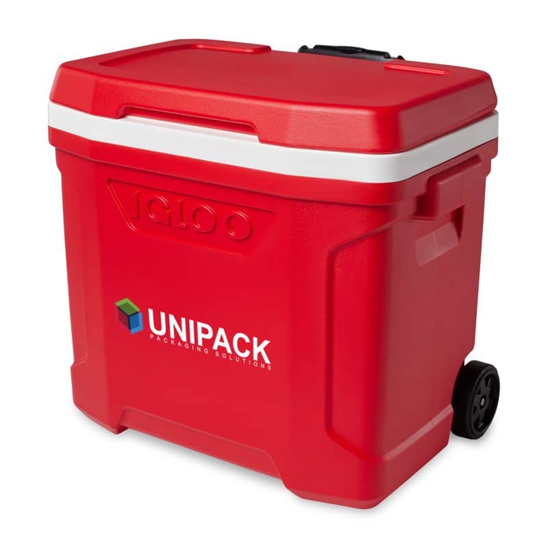 Custom Igloo Profile II 28 Qt Roller Cooler - White-Red Star with Company Logo - Personalized Bulk Corporate Gift - 4