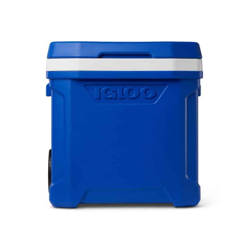 Custom Igloo Profile II 60 Qt Roller Cooler - White-Majestic Blue with Company Logo - Personalized Bulk Corporate Gift - 1