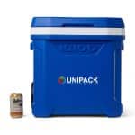 Custom Igloo Profile II 60 Qt Roller Cooler - White-Majestic Blue with Company Logo - Personalized Bulk Corporate Gift - 2