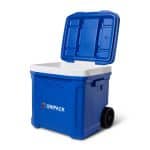 Custom Igloo Profile II 60 Qt Roller Cooler - White-Majestic Blue with Company Logo - Personalized Bulk Corporate Gift - 4