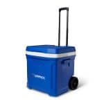 Custom Igloo Profile II 60 Qt Roller Cooler - White-Majestic Blue with Company Logo - Personalized Bulk Corporate Gift - 5