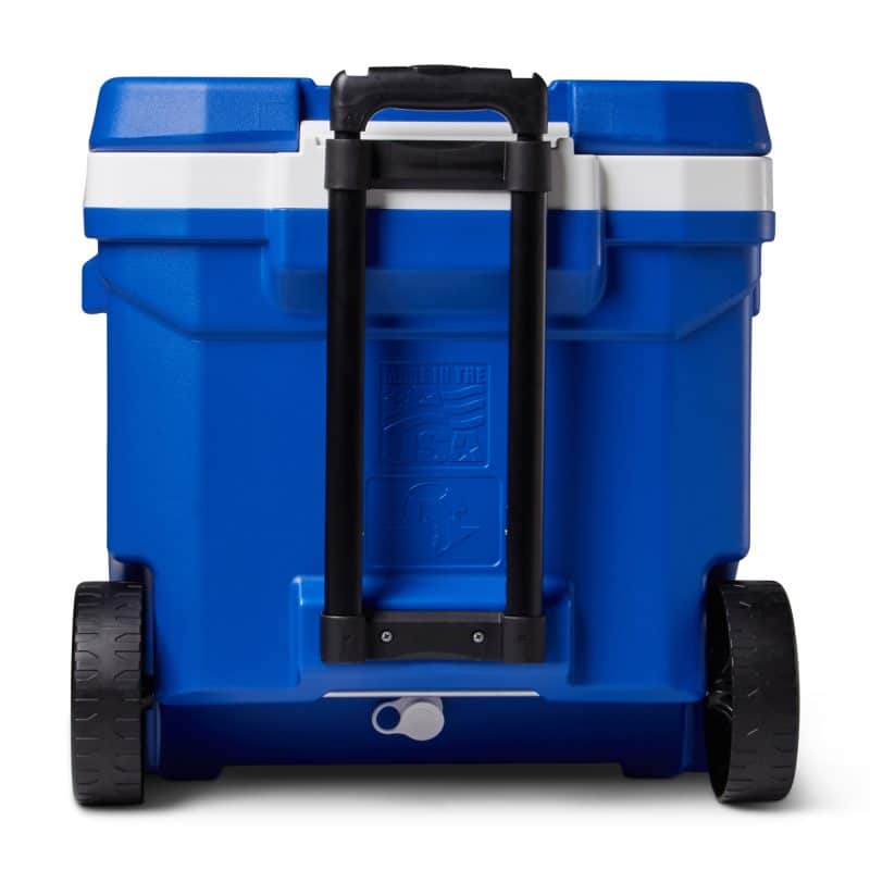 Custom Igloo Profile II 60 Qt Roller Cooler - White-Majestic Blue with Company Logo - Personalized Bulk Corporate Gift - 7