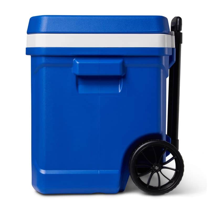 Custom Igloo Profile II 60 Qt Roller Cooler - White-Majestic Blue with Company Logo - Personalized Bulk Corporate Gift - 8