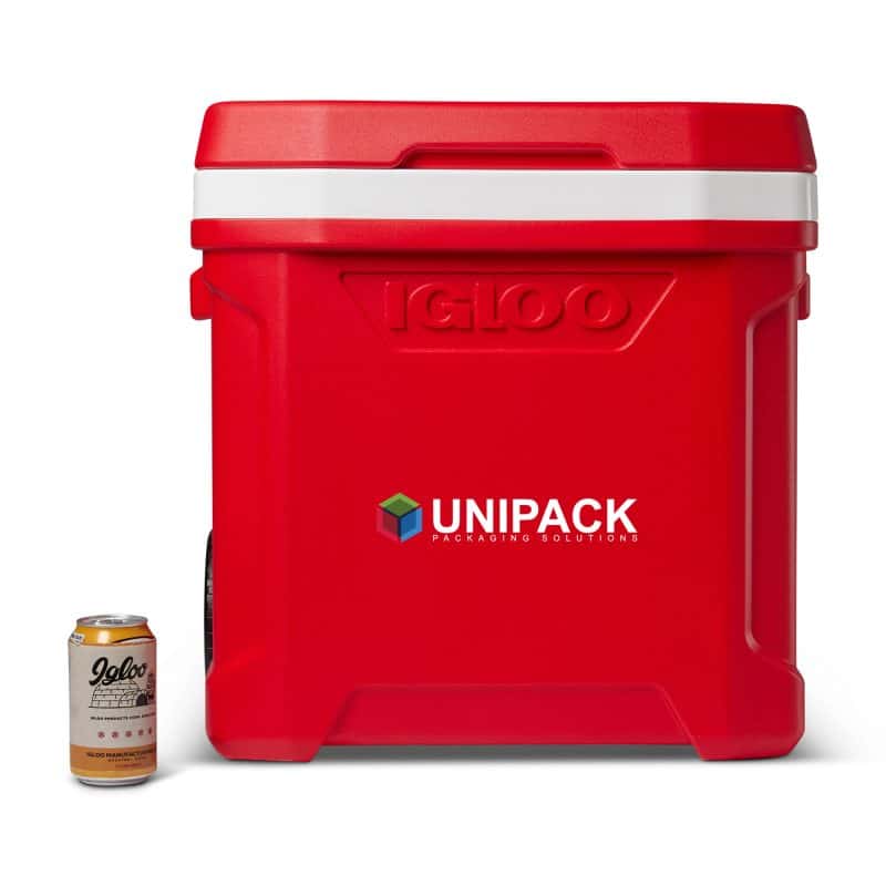 Custom Igloo Profile II 60 Qt Roller Cooler - White-Red Star with Company Logo - Personalized Bulk Corporate Gift - 2