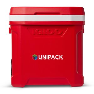 Custom Igloo Profile II 60 Qt Roller Cooler - White-Red Star with Company Logo - Personalized Bulk Corporate Gift
