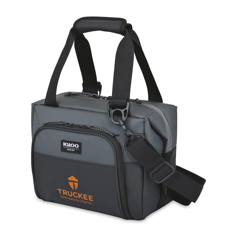 Custom Igloo Seadrift Snap Down 12 Can Cooler - Black-Grey with Company Logo - Personalized Bulk Corporate Gift - 2