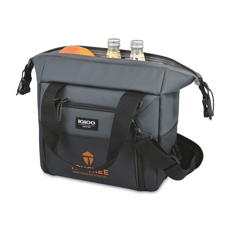 Custom Igloo Seadrift Snap Down 12 Can Cooler - Black-Grey with Company Logo - Personalized Bulk Corporate Gift - 3