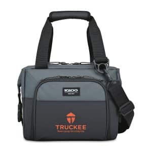 Custom Igloo Seadrift Snap Down 12 Can Cooler - Black-Grey with Company Logo - Personalized Bulk Corporate Gift