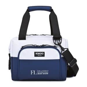 Custom Igloo Seadrift Snap Down 12 Can Cooler - Navy-White with Company Logo - Personalized Bulk Corporate Gift
