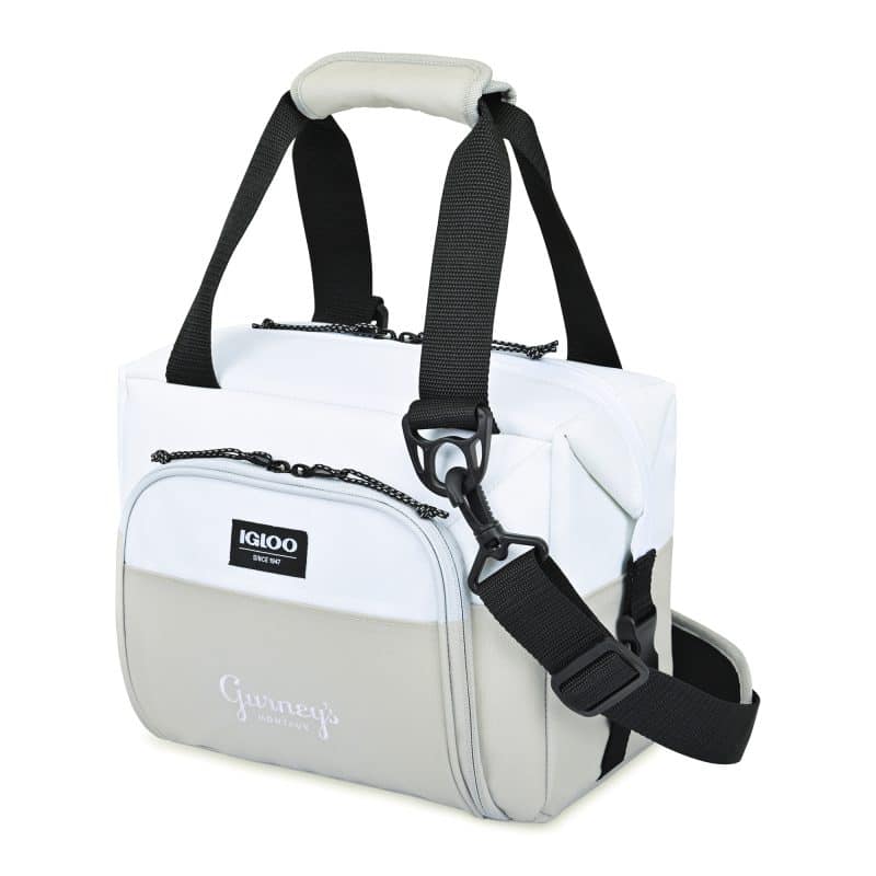 Custom Igloo Seadrift Snap Down 12 Can Cooler - White-Grey with Company Logo - Personalized Bulk Corporate Gift - 3