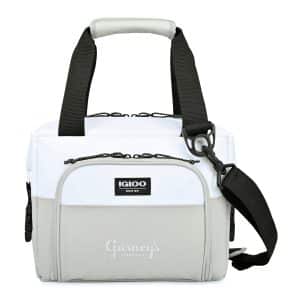 Custom Igloo Seadrift Snap Down 12 Can Cooler - White-Grey with Company Logo - Personalized Bulk Corporate Gift