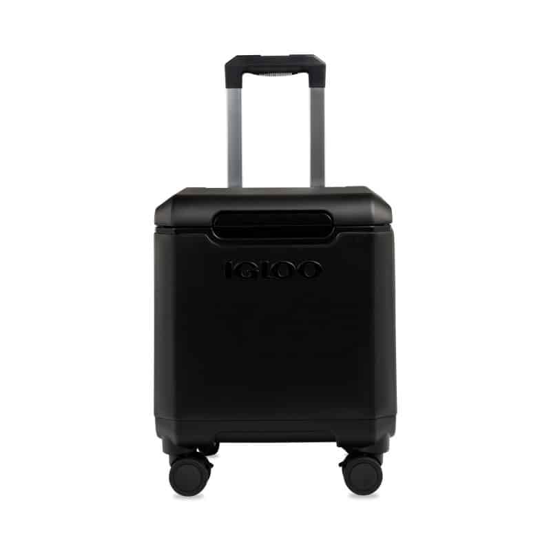 Custom Igloo Tag Along Spinner Cooler - Black with Company Logo - Personalized Bulk Corporate Gift - 1