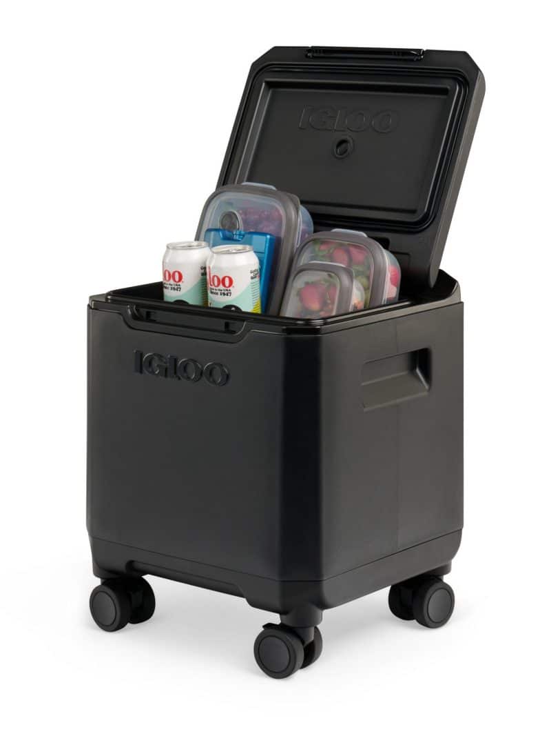 Custom Igloo Tag Along Spinner Cooler - Black with Company Logo - Personalized Bulk Corporate Gift - 3